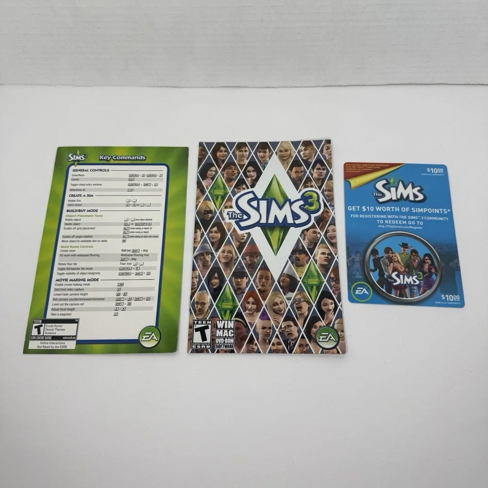 The Sims 3 PC Game Complete With Key, Manual, And Promo Simspoints 2009 UNTESTED